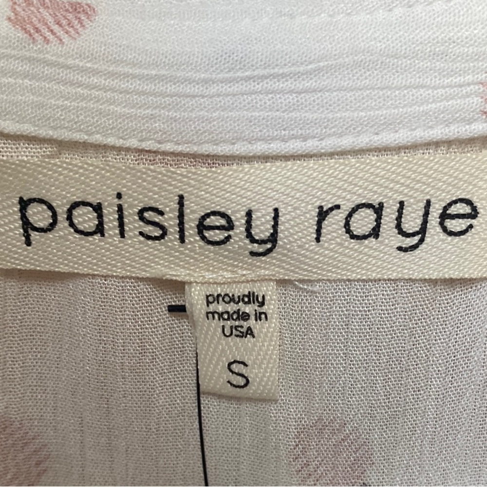 Paisley Raye White Cherry Print Button Down Shirt Size S NWT - Picture 2 of 6